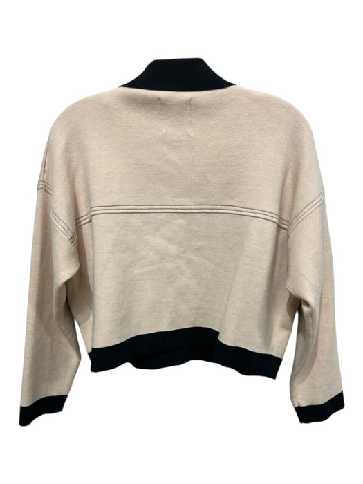 Sandro Size 0 Beige & Black Viscose Blend Button Up Front Pockets Cardigan Beige & Black / 0