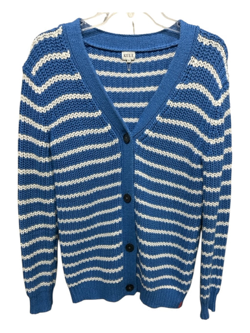 Kule Size XS Blue & White Cotton & Acrylic Button Up Striped Cardigan Blue & White / XS