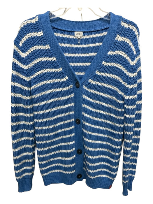 Kule Size XS Blue & White Cotton & Acrylic Button Up Striped Cardigan Blue & White / XS