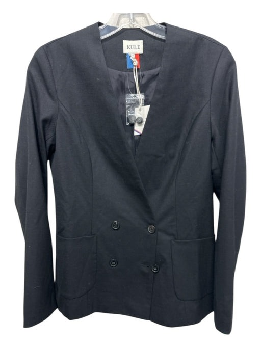 Kule Size S Black Wool Blend 4 Button Front Pockets Long Sleeve Jacket Black / S