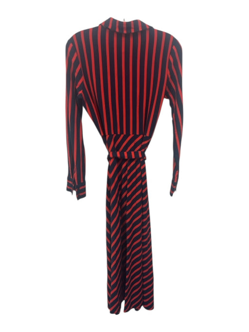Boden Size 4L Navy Blue & Red Tencel Blend Striped Long Sleeve 1/2 Button Dress Navy Blue & Red / 4L
