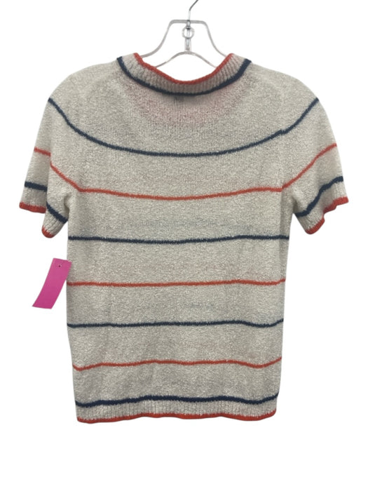 J. Crew Size XS White, Blue & Orange Acrylic Blend Boucle Knit Striped Skirt Set White, Blue & Orange / XS