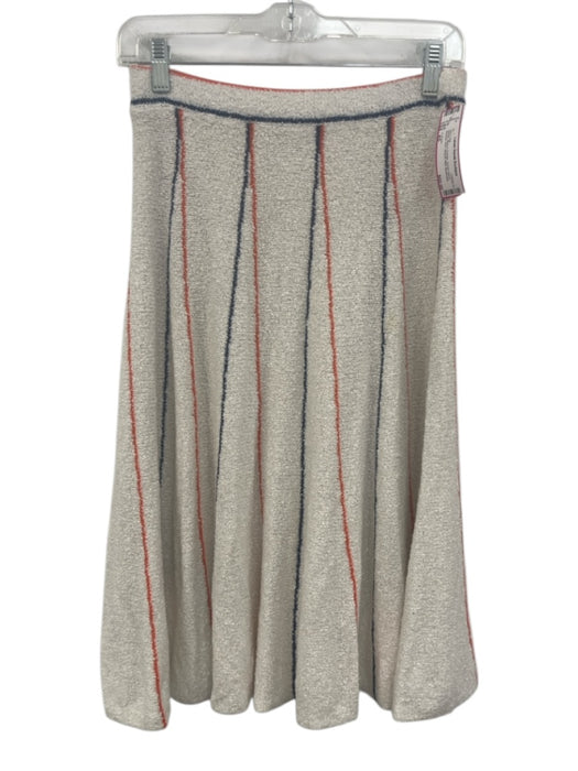 J. Crew Size XS White, Blue & Orange Acrylic Blend Boucle Knit Striped Skirt Set White, Blue & Orange / XS