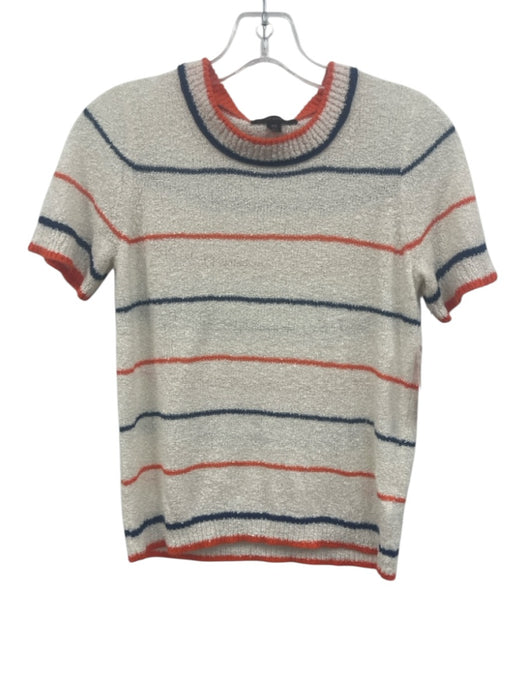 J. Crew Size XS White, Blue & Orange Acrylic Blend Boucle Knit Striped Skirt Set White, Blue & Orange / XS