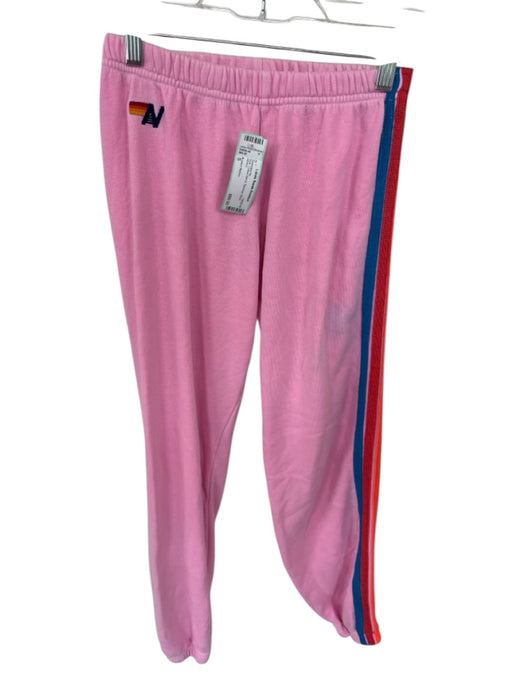 Aviator Nation Size S Pink Cotton Blend Rainbow Stripe Sweatpants Pink / S