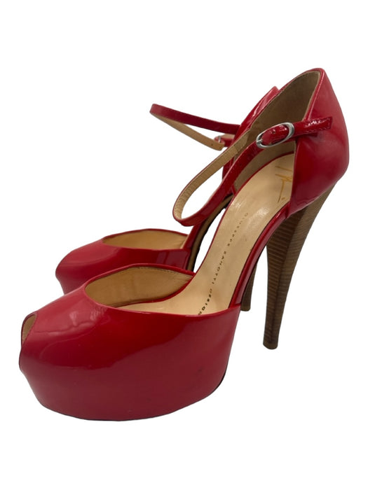 Giuseppe Zanotti Shoe Size 38 Red & Brown Patent Leather Stacked Wood Heel Pumps Red & Brown / 38