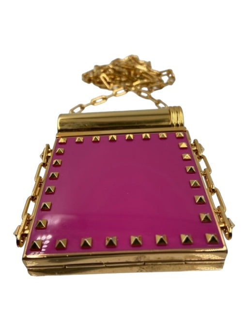 Valentino Pink & Gold Enamel Metal Rockstud Chain Strap Top Flap Other Pink & Gold