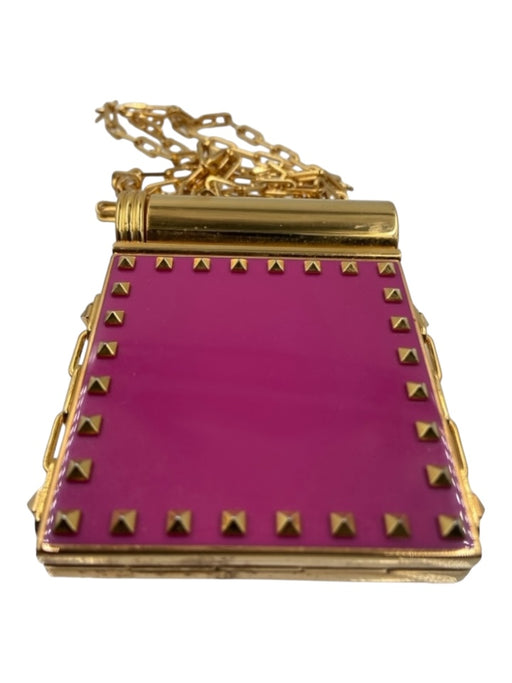 Valentino Pink & Gold Enamel Metal Rockstud Chain Strap Top Flap Other Pink & Gold