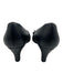 Chanel Shoe Size 36.5 Black Leather round toe Floral Applique Gold Logo Pumps Black / 36.5