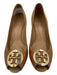Tory Burch Shoe Size 6.5 Brown Leather Pointed Gold Logo Stacked Base Wedges Brown / 6.5