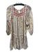 Free People Size XS White, Red & Multi Viscose Blend Long Sleeve Tie Back Dress White, Red & Multi / XS