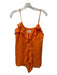 Milly Size 4 Orange Silk Blend Spaghetti Strap Ruffle Detail Textured Top Orange / 4