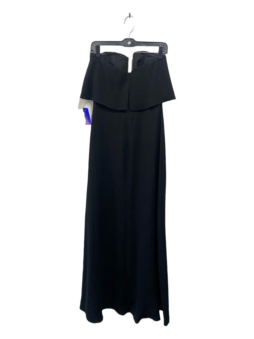 BCBG Maxazria Size 4 Black Missing Fabric Tube Top Flutter Maxi V Neck Dress Black / 4