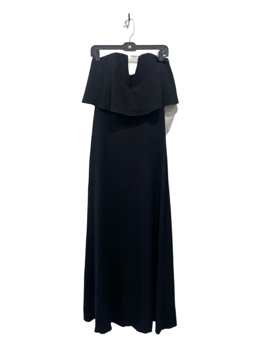 BCBG Maxazria Size 4 Black Missing Fabric Tube Top Flutter Maxi V Neck Dress Black / 4