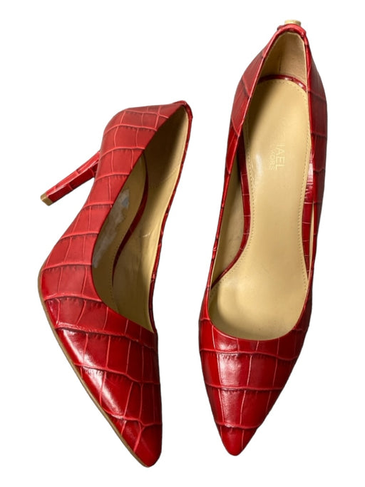 Michael Michael Kors Shoe Size 7 Red Leather Croc Embossed Pump Heel Shoes Red / 7