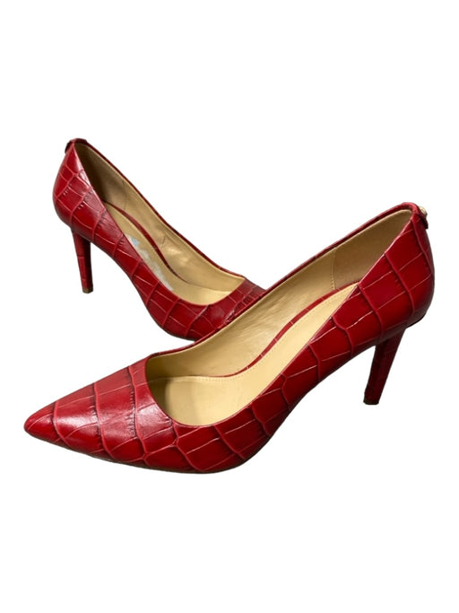 Michael Michael Kors Shoe Size 7 Red Leather Croc Embossed Pump Heel Shoes Red / 7