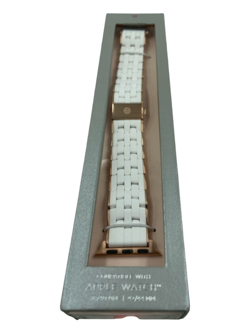 Michele Rose Gold & White Rubber & Metal Linked Apple Watch Watchband Rose Gold & White