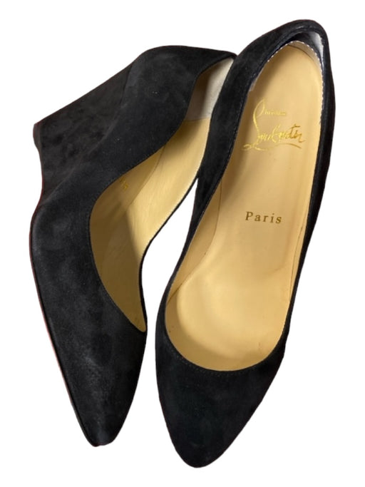 Christian Louboutin Shoe Size 35.5 Black Suede Wedge Closed Toe Slip On Shoes Black / 35.5