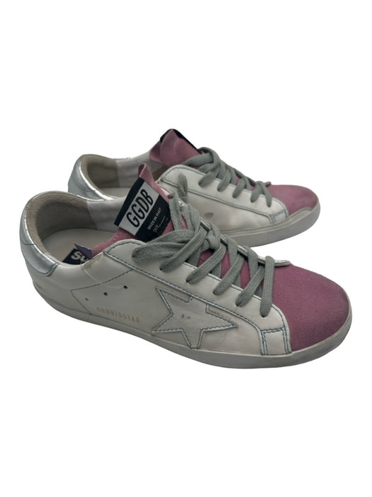 Golden Goose Shoe Size 39 White, Pink, Silver Leather Lace Up Star Sneakers White, Pink, Silver / 39