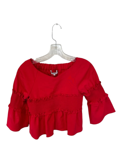 Tibi Size XXS Red Acetate Long Sleeve Rouched Peplum Top Red / XXS