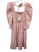 Ganni Size 34 Pink Cotton Long puff sleeve smocked Gathered Below knee Dress Pink / 34