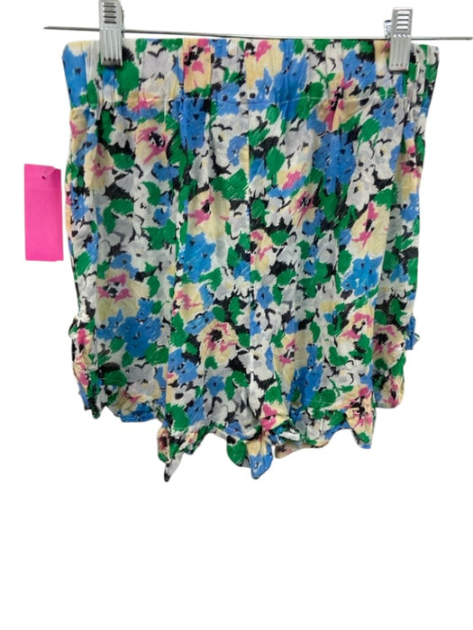 Ganni Size 34 Blue, Green, Yellow Cotton Spaghetti Strap Floral Short Set Blue, Green, Yellow / 34