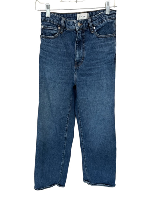 Frame Size 25 Dark Wash Cotton High Waist Wide Leg Jeans Dark Wash / 25