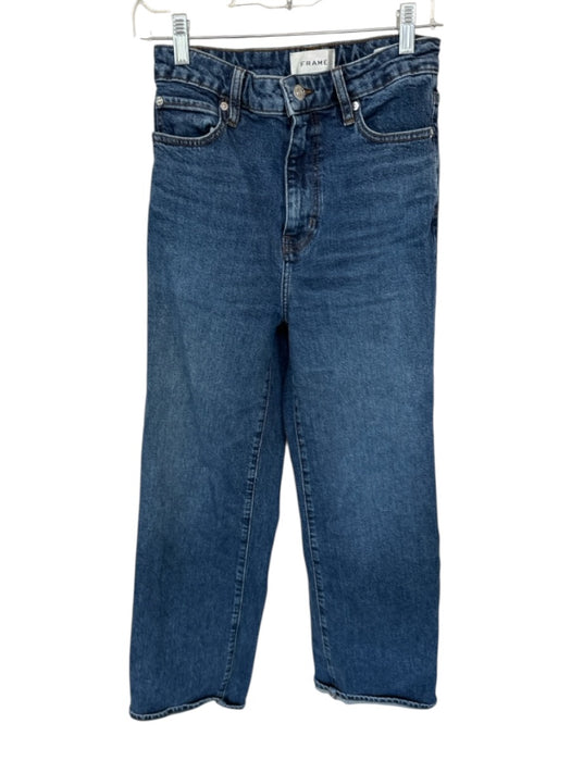 Frame Size 25 Dark Wash Cotton High Waist Wide Leg Jeans Dark Wash / 25