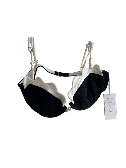 L Space Size DD Black & White Nylon Blend Pearl Detail Scallop Bra Bra Black & White / DD