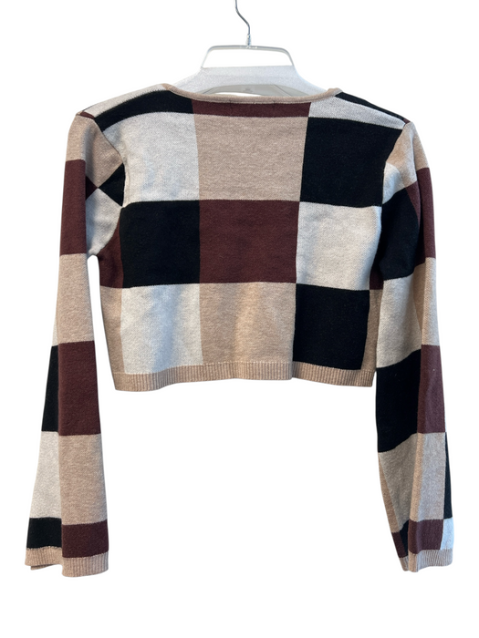 12th Tribe Size Small brown, black & tan Acrylic Color Block V Neck Sweater Set brown, black & tan / Small