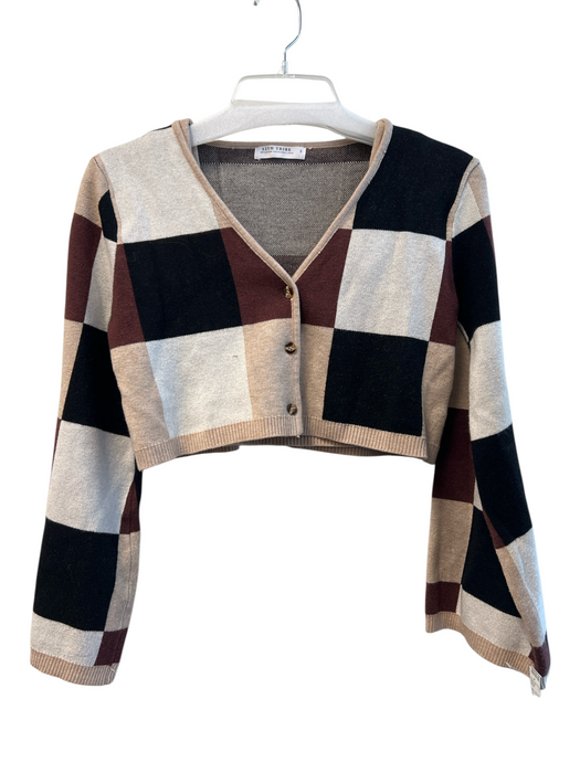 12th Tribe Size Small brown, black & tan Acrylic Color Block V Neck Sweater Set brown, black & tan / Small