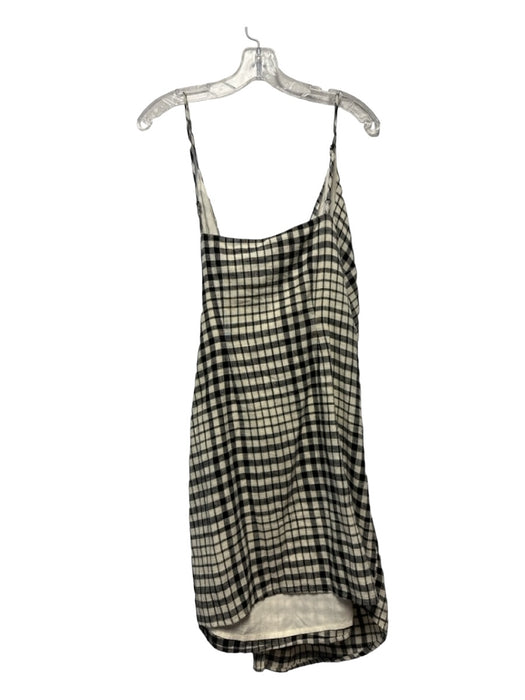 Free People Size 9 Black & Cream Cotton Spaghetti Strap Checkered Dress Black & Cream / 9