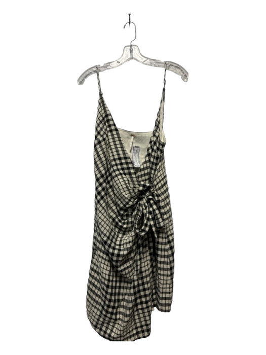 Free People Size 9 Black & Cream Cotton Spaghetti Strap Checkered Dress Black & Cream / 9