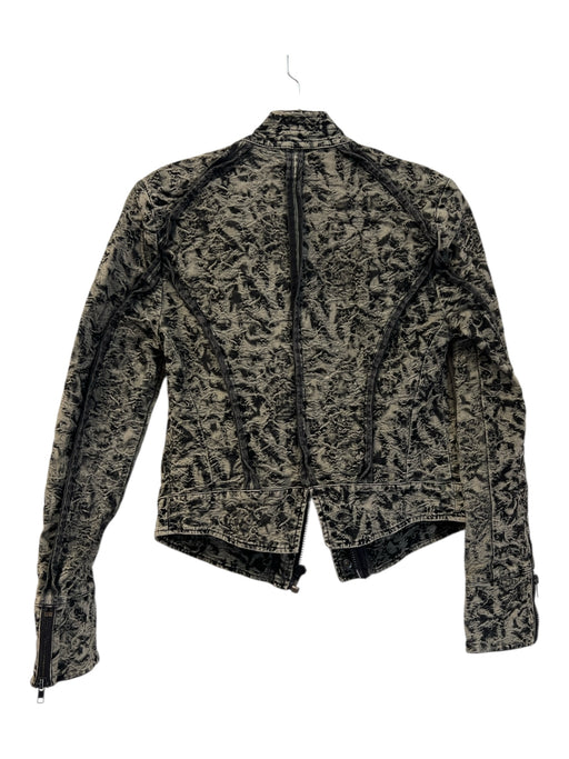 Free People Size 4 Black & Gray Cotton Blend Front Zip & Snap Zip Pocket Jacket Black & Gray / 4