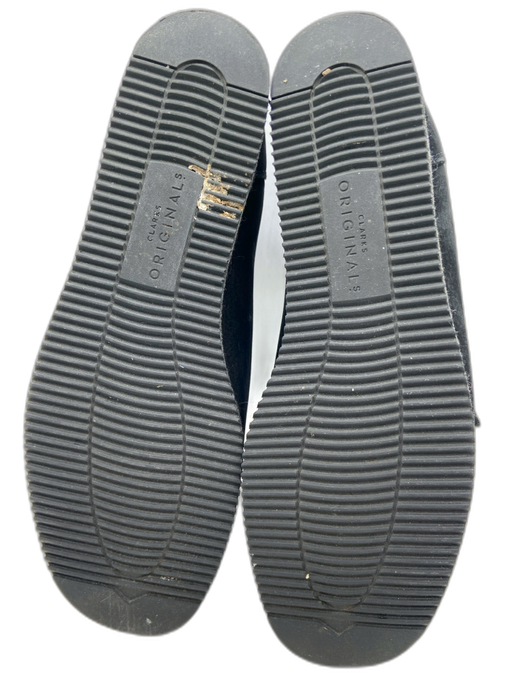 Clarks Shoe Size 8 Black Suede Round Square Toe Whipstitch Lace Up Flats Black / 8