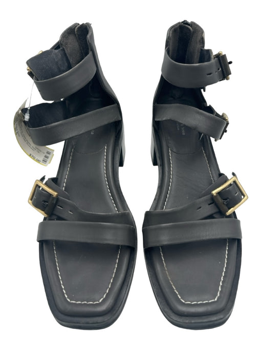 Rag & Bone Shoe Size 39.5 Gray Leather Ankle Buckle Back Zip Open Toe Sandals Gray / 39.5
