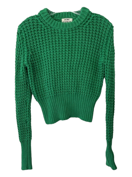 Acne Studio Size XS Green Cotton Long Sleeve Open Knit Chunky Sweater Green / XS