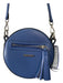 Mario Valentino Spa Blue Leather Tassle Beads Zip Close Cross Body Strap Bag Blue / Mini