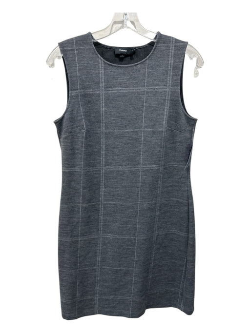 Theory Size S Gray Polyamide Blend Sleeveless Heathered Plaid Dress Gray / S