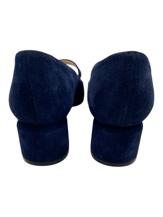 Stuart Weitzman Shoe Size 9.5 Navy Blue Leather Upper Suede Mary Jane Pumps Navy Blue / 9.5