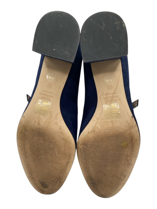 Stuart Weitzman Shoe Size 9.5 Navy Blue Leather Upper Suede Mary Jane Pumps Navy Blue / 9.5