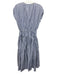 J Crew Size S Blue & White Print Cotton Stripe Elastic Waist Zipper Dress Blue & White Print / S