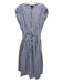 J Crew Size S Blue & White Print Cotton Stripe Elastic Waist Zipper Dress Blue & White Print / S