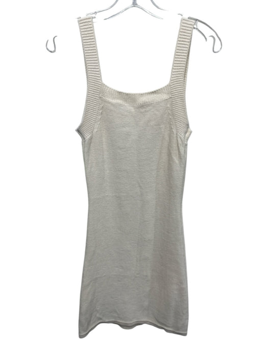 Reformation Size S Cream Cotton Embroidered Textured Sleeveless Dress Cream / S