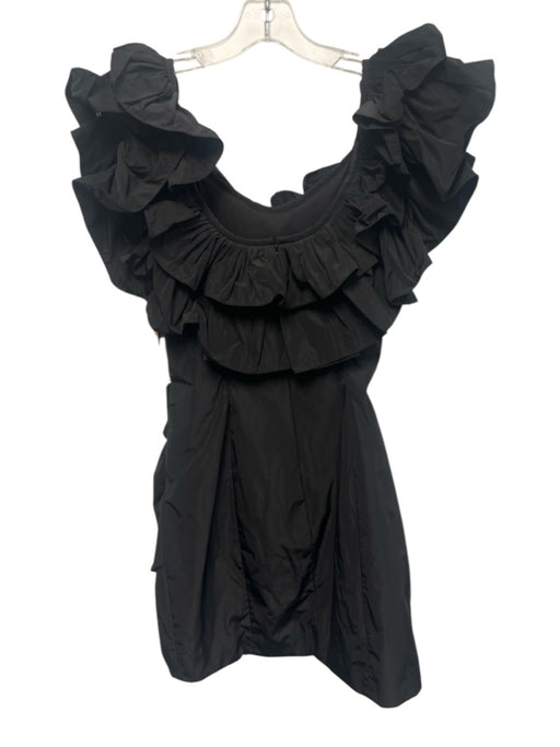Alexis Size S Black Polyester Gathered Side Ruffle Mini Dress Black / S