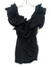 Alexis Size S Black Polyester Gathered Side Ruffle Mini Dress Black / S