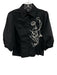 Gracia Size S Black & White Polyester 3D Applique Half Sleeve Button up Top Black & White / S