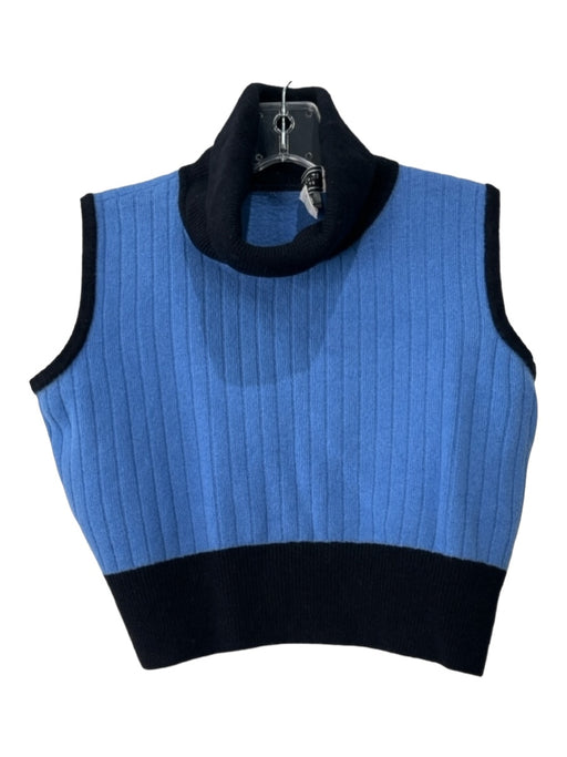 St John Sport Size Small Navy & Blue Wool Blend Sleeveless Turtle Neck Top Navy & Blue / Small