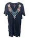 JW Los Angeles Size XL Black & Multi Cotton V Neck Floral Embroidered Dress Black & Multi / XL