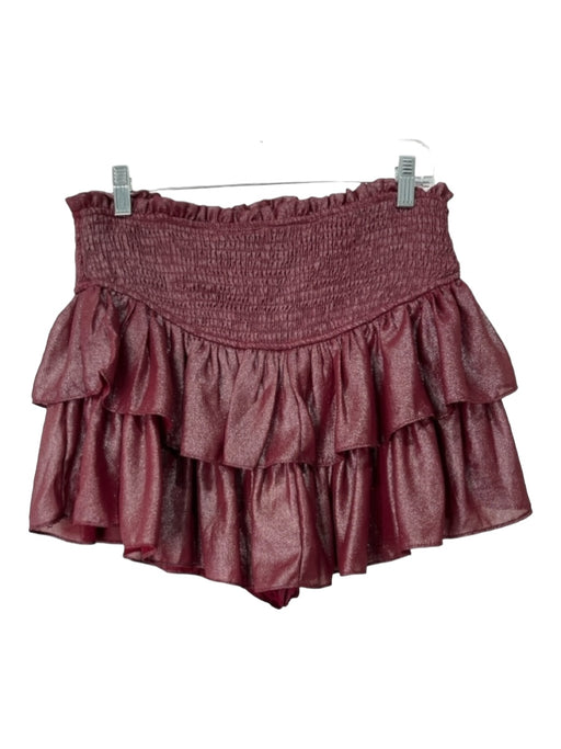 The Impeccable Pig Size L Maroon Polyester Smocked Waistband Tiered Skirt Maroon / L